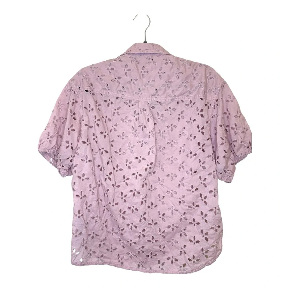 J.Crew Pink Eyelet Feminine Button Down Blouse Vacation Feminine Spring 12